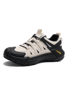 CAMEL CROWN Men's Spring/Summer Breathable Mesh Casual Sports Shoes Wear-Resistant And Non-Slip Outdoor Hiking And Mountaineering Shoes - Rice and White - View 1