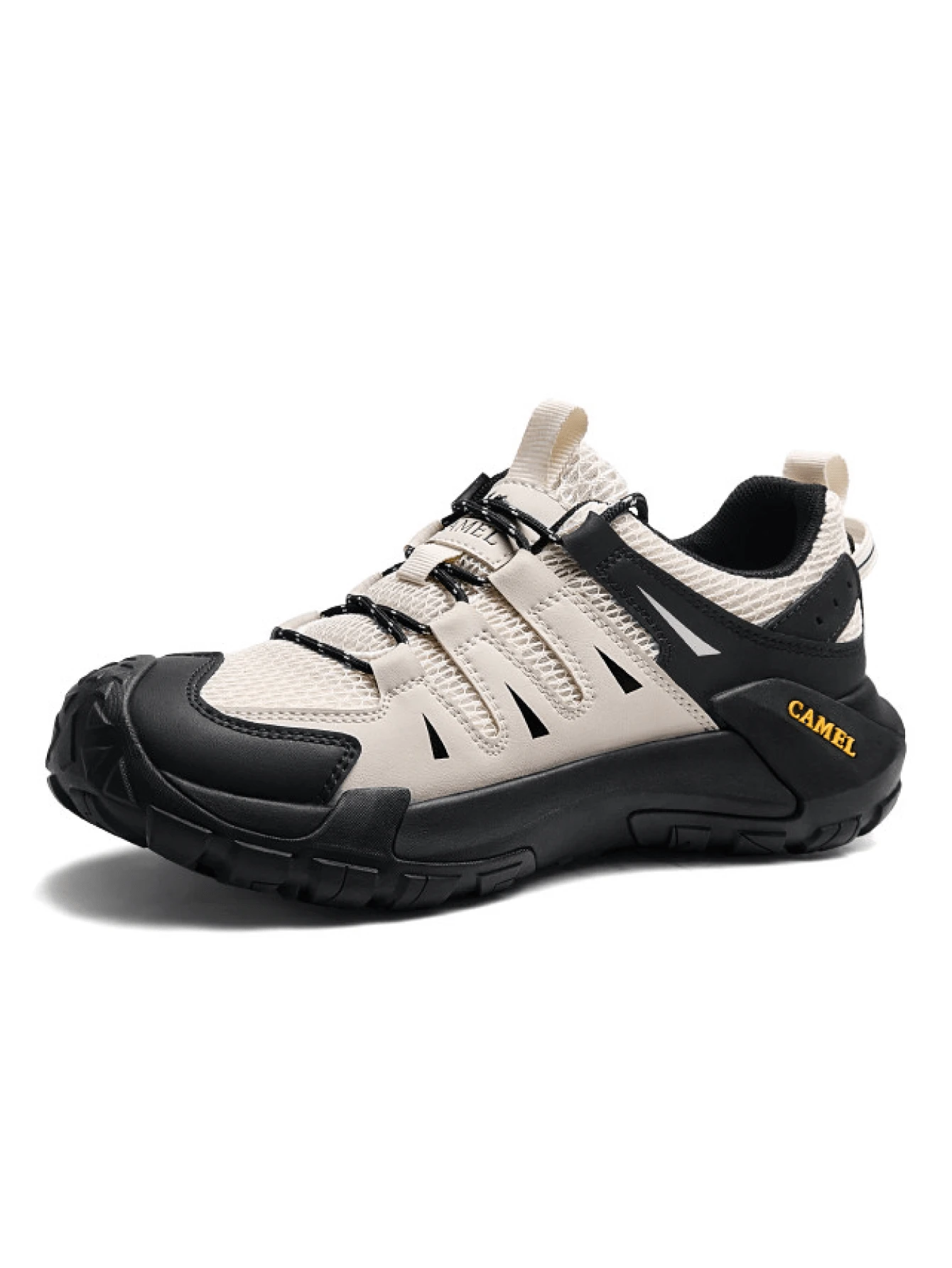 CAMEL CROWN Men's Spring/Summer Breathable Mesh Casual Sports Shoes Wear-Resistant And Non-Slip Outdoor Hiking And Mountaineering Shoes - Rice and White - View 1