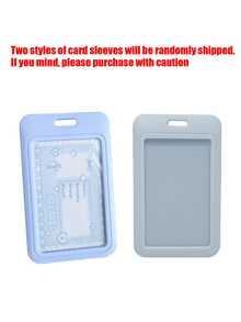 Blue Card Holder Sliding Plaid Ribbon Faux Pearl Pendant,With Detachable And Wiping Sliding Cover, Keychain,Meal Card Id Card Id Card And Bus Card Protective Cover, Office School Certificate Protective Cover, And Detachable Hanging Rope/Pendant - Heavy-Duty Transparent Card Holder - Multicolor - View 8