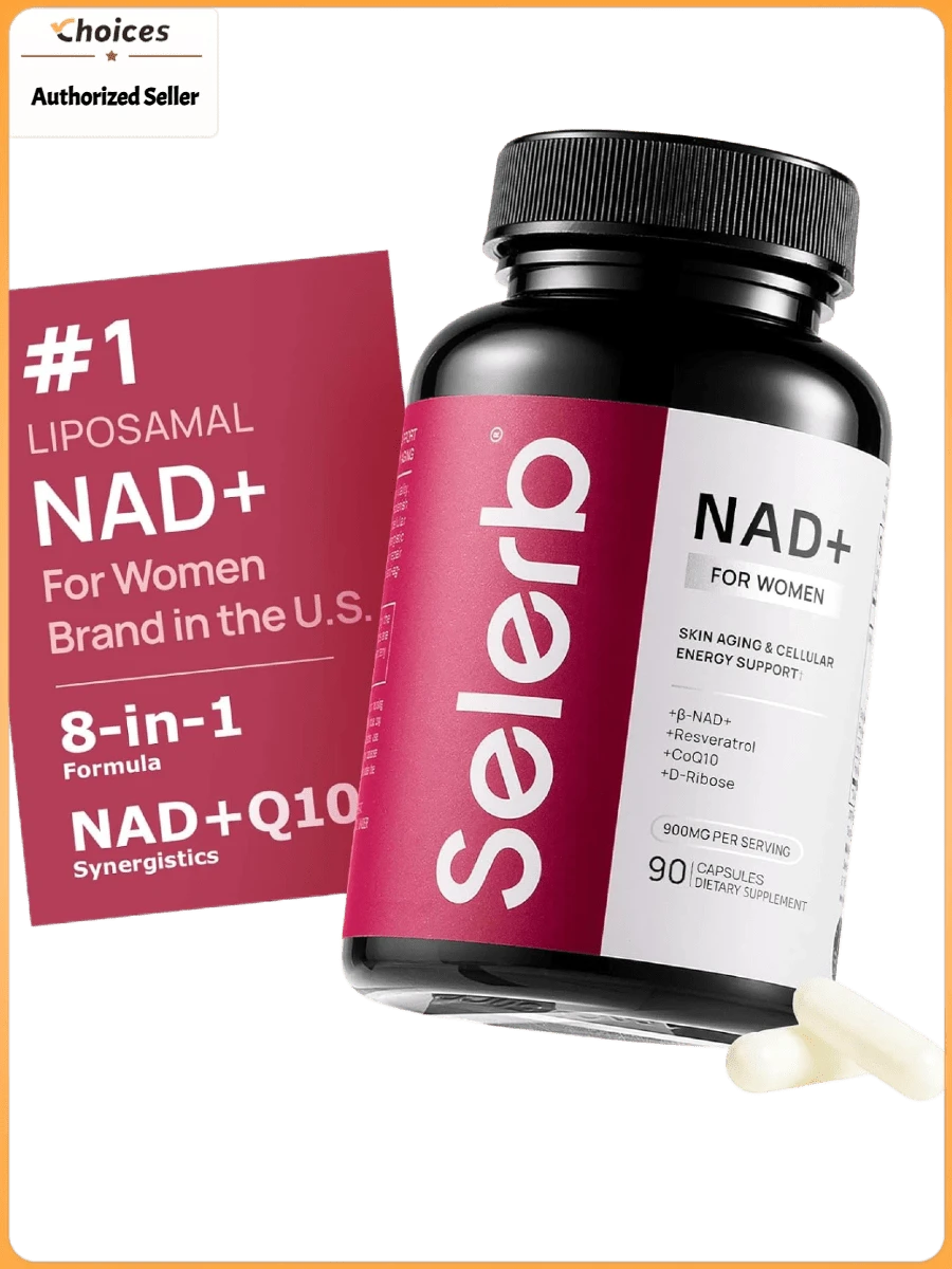 NAD+ Supplement Capsules For Women | β-NAD+, Trans-Resveratrol, CoQ10 & D-Ribose Blend | Daily Wellness Supplement | 90 Capsules - 1 瓶 - 查看 1