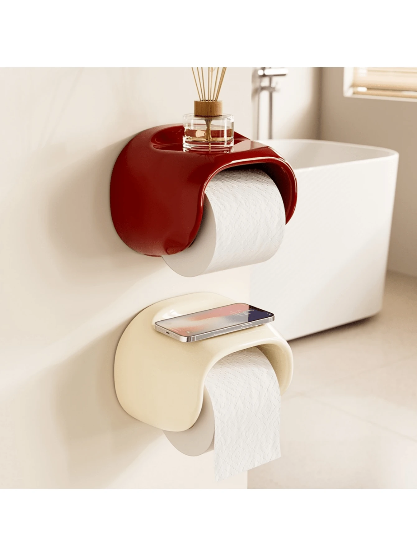 1 hộp đựng khăn giấy Dopamine mới, hộp đựng khăn giấy nhà tắm cao cấp gắn tường, hộp đựng giấy vệ sinh không cần khoan, hộp đựng giấy vệ sinh tự dính có khay đựng, giá đựng giấy vệ sinh chống thấm nước.