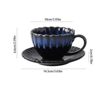 2pcs Retro High-End Striped Ceramic Mugs, Crackle Glaze, Suitable For Hotel, Home, Office, Milk, Coffee, Afternoon Tea - Multicolor - View 10