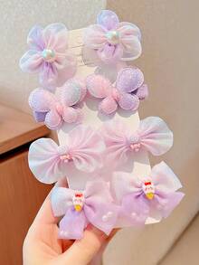 Cute Bowknot Hair Clips, Non-Damaging Princess Flower Bow Side Clips - Multicolor - View 11
