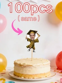 1/10/25/50/100/150 Pcs Customizable Graduation-Themed Cupcake Inserts, Personalized Face Cupcake Toppers, Custom Face Cupcake Decorations, Custom Cupcake Decorations With Different Face Photos, Graduation Cake Decoration Party Hat Cupcake Toppers. - Multicolor - View 20