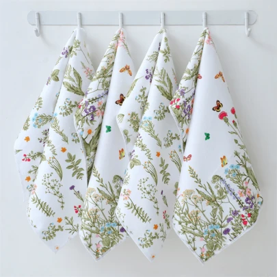 2/4pcs Spring Floral Print Microfiber Cleaning Cloths, Super Soft Quick Dry Absorbent