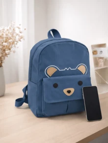 1 Ba lô hình mặt gấu Kawaii dễ thương cho bé gái và bé trai, ba lô nhỏ hoạt hình ngộ nghĩnh có túi nắp phía trước, cặp sách nhẹ nhàng thích hợp cho du lịch, sử dụng hàng ngày và mua sắm. - Nhiều màu - Xem 4