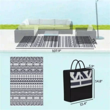Reversible Outdoor Rug - Navy Blue - View 6