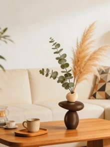 一套树脂石花瓶，花瓶不可盛水，仅用于装饰性人造花、幸运石，适用于客厅、餐厅、电视柜桌面装饰，乔迁礼物，无需电源，家居装饰，圣诞节装饰，情人节房间装饰 - 彩色 - 查看 3