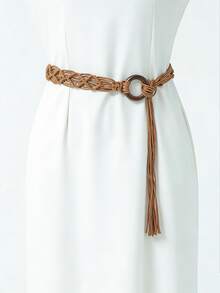 1pc Summer Bohemian Style Handmade Wax Rope Woven Women's Belt, Suitable For Dresses, Parties, Galas, Vacations, Beaches, Festivals And Other Occasions - Multicolor - View 3