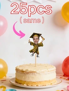 1/10/25/50/100/150 Pcs Customizable Graduation-Themed Cupcake Inserts, Personalized Face Cupcake Toppers, Custom Face Cupcake Decorations, Custom Cupcake Decorations With Different Face Photos, Graduation Cake Decoration Party Hat Cupcake Toppers. - Multicolor - View 21
