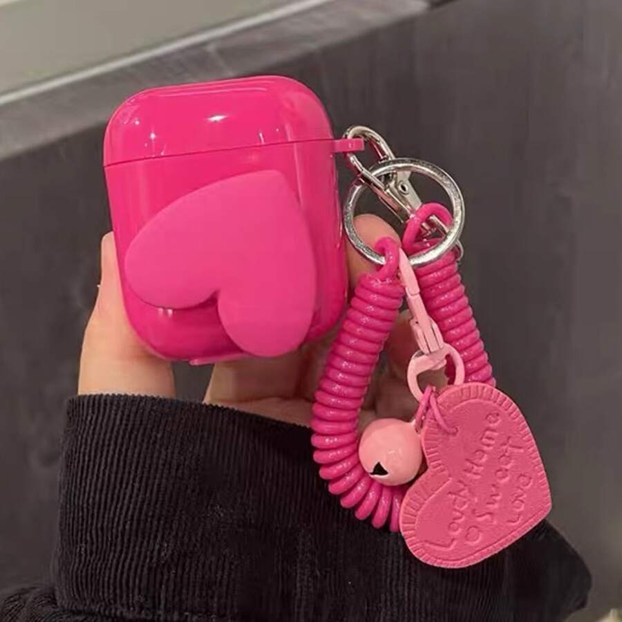 3D 心形风扇耳机保护套，兼容 ，单只耳机保护套，新款无线耳机保护套，兼容 3/Pro/Pro2，男女朋友礼物 - 粉色 - 查看 1