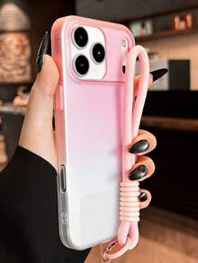 渐变半透明手链软壳手机壳，兼容 17 Pro Max、17 Pro、16、15、14、13 Pro Max，亲肤触感，保护性软后盖 - 粉色 - 查看 2