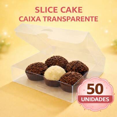 POWER FILM 50 Caixas Slice Cake Transparentes para Fatia de Bolo | Embalagem Acetato para Doces e Confeitaria Ref07