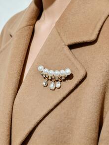 1 Pieza Broche De Alta Calidad Con Decoración De Borla Y Perlas Falsas - Amarillo Oro - Ver 4