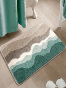 1pc Premium Wool Bathroom Mat, Minimalist Beach Style, Fluffy Soft Absorbent, Suitable For Home Bathroom, Plush Bathroom Rug, Toilet Mat, Home Decor, Spring Decoration - Multicolor - View 7
