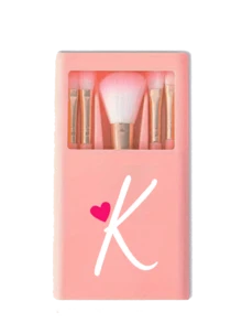 1 Set de Brochas de Maquillaje Portátil con Espejo y Cerdas Suaves, Patrón de Corazón Rosa, Caja para Set de Brochas de Maquillaje, Brocha de Maquillaje Multifuncional con Caja de Espejo, Bolígrafo de Maquillaje Multifuncional Miniatura, Brocha de Maquillaje para Base - Multicolor - Ver 16
