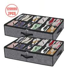 1个可折叠床底鞋盒，布艺鞋盒，带透明盖、窗口和2个提手 - 彩色 - 查看 9