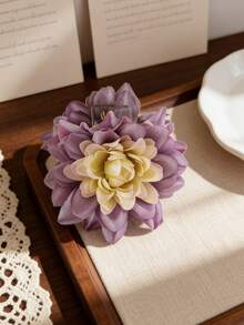 1个复古奢华大丽花发爪夹，仿真花朵小发夹，发爪适用于丸子头造型，柔美气息花朵发饰，懒人半扎发爪夹，布艺花朵发爪夹，新娘伴娘半扎发饰，甜美花朵发夹，春夏外出半扎发爪夹 - 彩色 - 查看 14