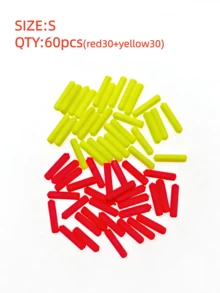60pcs Mixed Red, Yellow, Green Fishing Float Set, High Visibility Enlarged Beans, Thick Stem Cylindrical Foam Super Light Fishing Floats With Thick Tail, Fishing Accessories - Multicolor - View 9