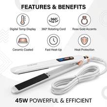 SOKANY 3-In-1 Multifunctional Ceramic Hair Straightener, Dry & Wet Use, Curling & Straightening, Temperature Adjustable Up To 950°C, LED Display, 360° Rotatable, Suitable For Home And Salon Use - EU F Type Plug(220-240V) - View 8
