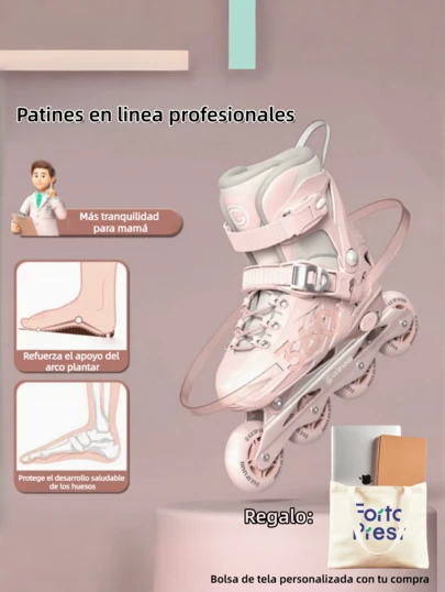 Patines nuevos para principiantes, niñas, patines profesionales con luces intermitentes, ajustables.