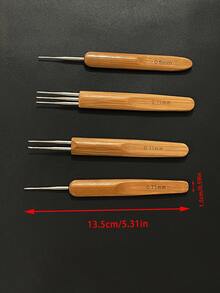 4支碳化竹柄钩针 - 0.5单头 + 0.75单双头钩针 - 碳化鉤針 - 查看 7