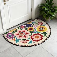 1pc Creative Semi-Circle Small Wild Flower Doormat, Small Rug, Welcome Mat, Carpet, Floor Mat, Outdoor Doormat, Kitchen Rug, Home Decor, Front Door Mat, Area Small Rug, Outdoor Mat, Home Decor, Area Rug, Garden Rug, Washable Carpet - Multicolor - View 2