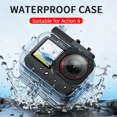 Ốp bảo vệ Osmo Action 6, làm từ chất liệu PC, thiết kế chống nước, tháo lắp nhanh, bảo vệ toàn diện, phụ kiện chụp ảnh tiệc bãi biển, chụp ảnh dưới nước, chụp ảnh lặn biển kỳ nghỉ hè, vật dụng cần thiết cho du lịch thể thao dưới nước.