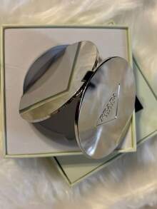 Prada Silver Round Metal Makeup Mirror With Iconic Triangle Logo - Silver - View 3