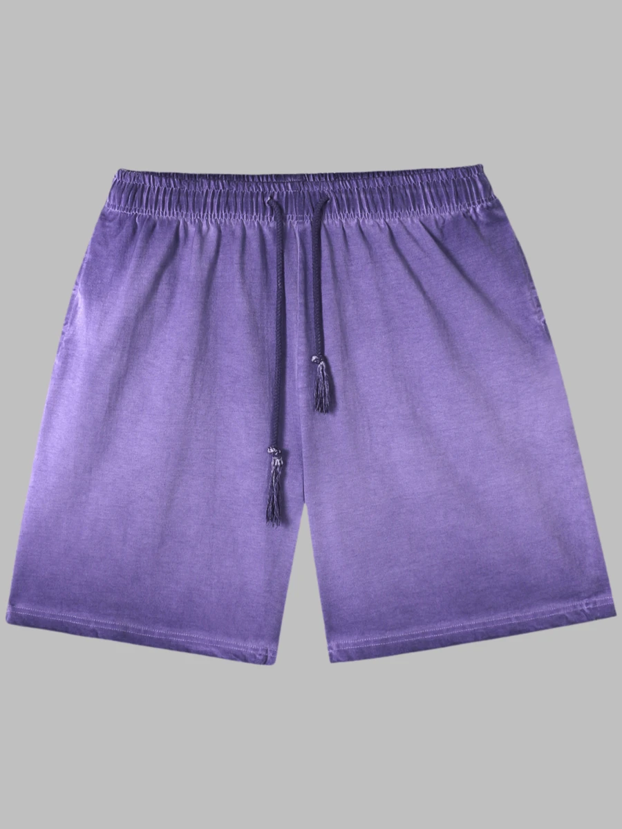 Men's Summer Fitness Shorts, Casual Sporty Style, Adjustable Drawstring Waist, Side Pockets, Hip-Hop Style, Comfortable And Breathable Fabric, Machine Washable, Suitable For Various Occasions. - 紫丁香色 - 查看 1