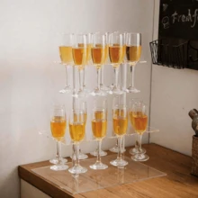 1pc Elegant Acrylic Champagne Tower Glass Holder, Minimalist Modern Transparent Champagne Display Stand For Party, Wedding, Christmas - Transparent - View 8