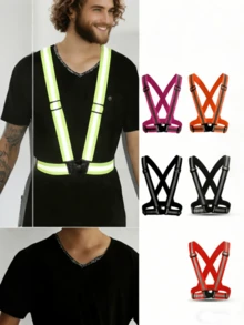 High Visibility Vest, Adjustable Bright Fluorescent Lightweight Strap Vest - Multicolor - View 4