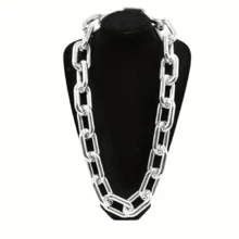 1pc Exaggerated Thick Plastic Gold Chain Necklace, Party Accessory, Holiday Gift. Unisex, Chunky Design, Suitable For Parties, Music Festivals, Travels, Banquets, Halloween And Christmas Decoration. - View 12