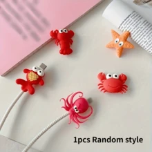 1/2/5 piezas Protector de cable con diseño lindo de animales marinos, compatible con cargadores Android y Apple - Material PVC, sin batería - Multicolor - Ver 8