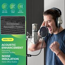 OSITE SKY 1/2 包吸音泡沫楔形垫 - 120x60x5 厘米 | 高密度大尺寸吸音处理板 | 适用于家庭办公室、音乐工作室、广播工作室（黑色/白色/灰色） - 白色 - 查看 4