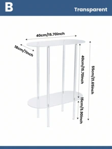 1pc Acrylic Transparent Edge Table, 2-Tier Living Room Side Table, Small Modern Nightstand Home Decor Table Shelf For Office, Bedroom, Living Room, Study - Transparent - View 10