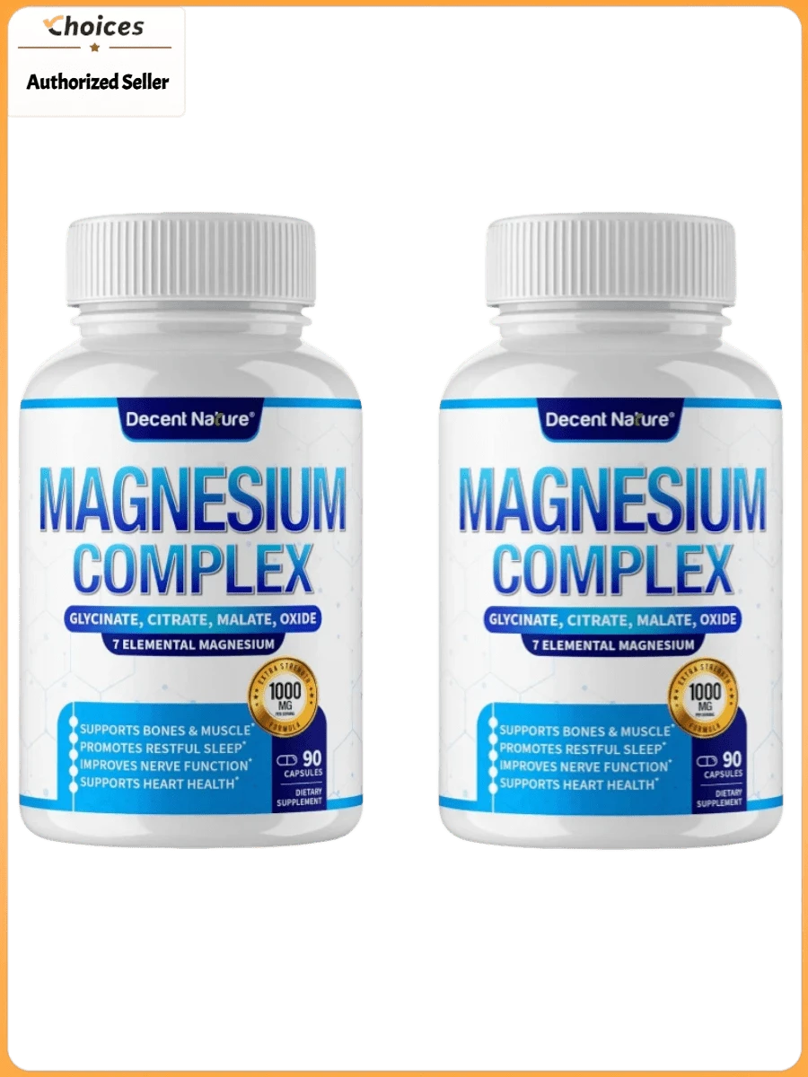 7-In-1 Magnesium Complex Supplement 1000mg | Glycinate Citrate Malate Taurate Orotate Blend | High Potency Magnesium Capsules | 90 Capsules (2 Bottles) - 2 Bottles - 查看 1