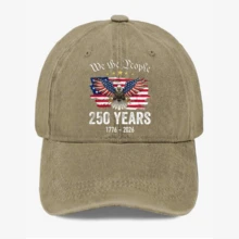 1pc We The People 250 Years Hat 1776-2026 Patriotic USA Anniversary Cap Unisex Vintage Washed Baseball Cap Retro Distressed Dad Hat Soft Adjustable Printed Streetwear Unisex Cap For Men Women - 黑色 - 查看 4