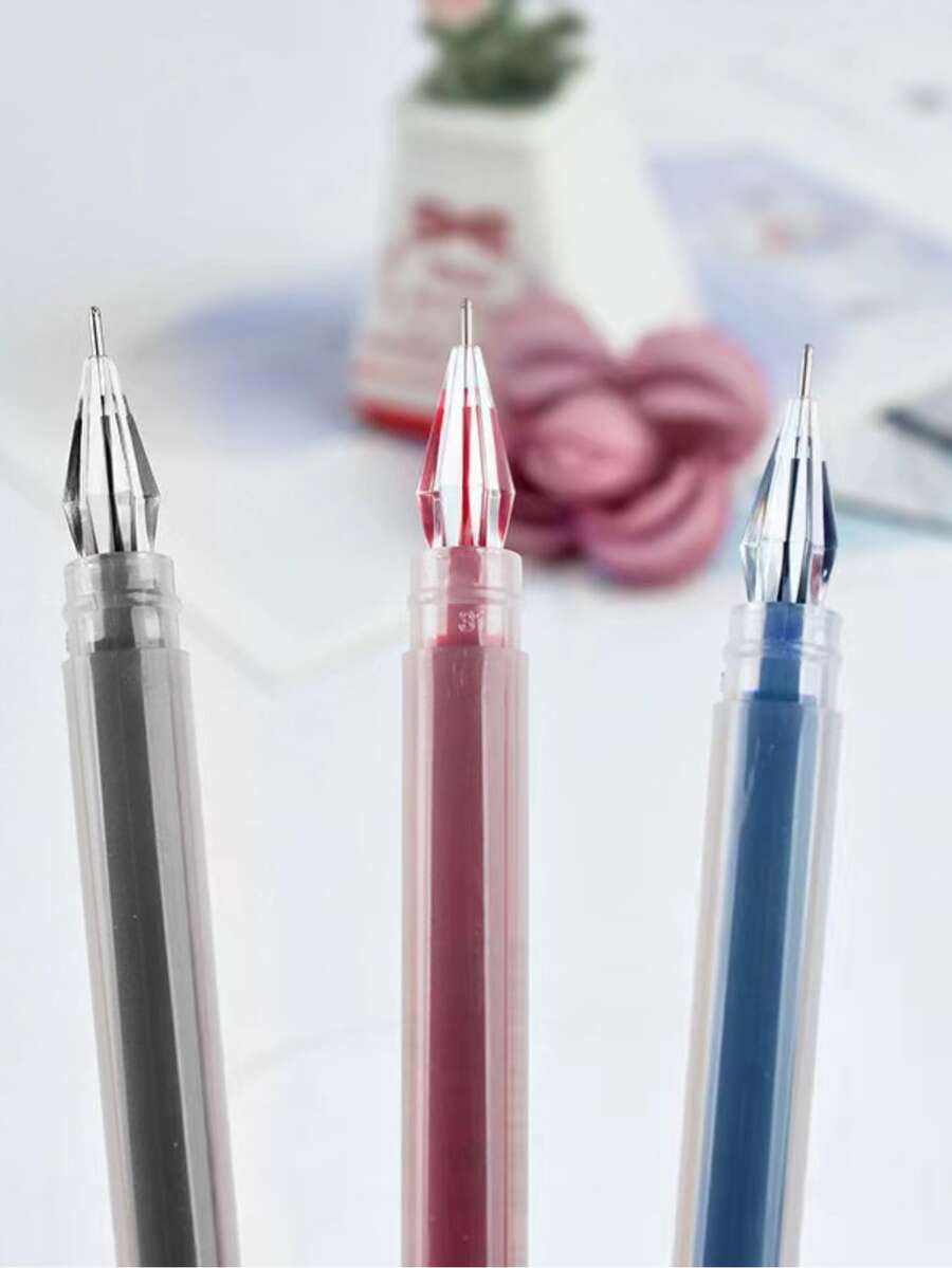 3/9 piezas Bolígrafo de gel de tinta líquida de 0.5 mm, punta ultra fina, tinta de secado rápido, punta precisa, escritura suave para oficina, escuela, estudiantes y papelería - Múltiples estilos - Ver 1