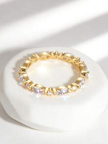 Charm-In 18K Gold Plated Marquise CZ Eternity Ring For Women Simple Gold Marquise CZ Ring - Gold - View 4