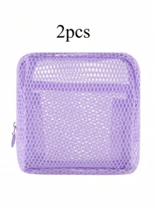 1 pieza Bolsa de malla transparente de gran capacidad, organizador de viaje portátil, bolsa de cosméticos, bolsa para maquillaje, bolsa para toallas sanitarias, estuche de almacenamiento versátil - Multicolor - Ver 24