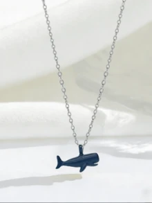 1pc Cute Delicate Metal Ocean Creature Fish School Pendant Necklace, Vacation Style Versatile Design For Women - Fish - View 2