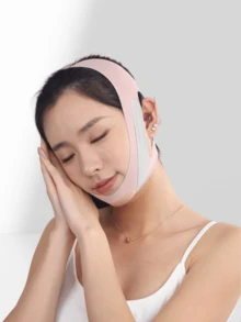 Dây đeo/băng che mặt hình chữ V, thích hợp sử dụng tại nhà, khi ngủ, tập thể dục, yoga và các dịp khác. Được làm từ chất liệu thân thiện với da, nhẹ và thoáng khí. - Màu be - Xem 5