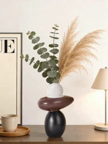 一套树脂石花瓶，花瓶不可盛水，仅用于装饰性人造花、幸运石，适用于客厅、餐厅、电视柜桌面装饰，乔迁礼物，无需电源，家居装饰，圣诞节装饰，情人节房间装饰 - 彩色 - 查看 10