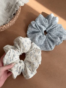 Scrunchies de pelo con margaritas, sujetadores de cola de caballo, envolturas para moño, accesorios de pelo azul claro refrescantes, primavera/verano - Multicolor - Ver 2