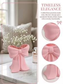 1pc Nordic Style Butterfly Knot Resin Vase - Minimalist Design, Suitable For Placing On Desktops And TV Cabinets For Decoration | Room Decor, Unique Gift, Desktop Decor, Pink Decor, Cute Collectible, Wedding Decoration - Multiple Styles - View 2