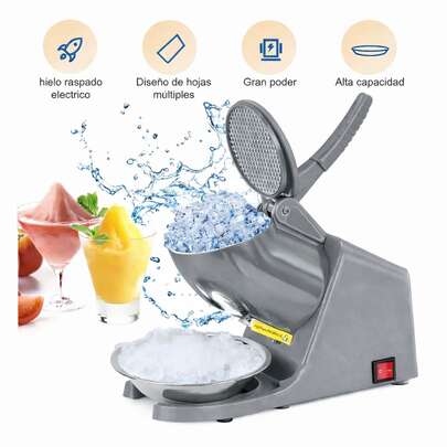 Trituradora de Hielo Eléctrica con Cuchilla Una o Doble,Máquina para Hacer Hielo Triturado y Frappé,Ideal para Granizados Bebidas Frías,Cócteles y Jugos,Uso en Casa Bar o Cafetería