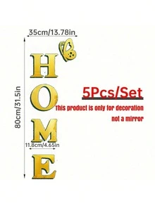 5pcs Acrylic 3d Mirror Wall Sticker Slogan Decoration, Suitable For Door Decoration, Home Decoration, Spring Decoration,Rama Decoration Sticker Gift, Birthday Graduation Wall Decoration, Room Decoration, Bathroom Decoration, Living Room Decoration - 1mm - View 24