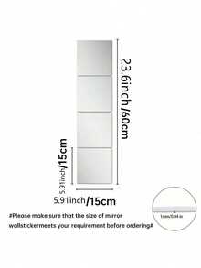4pcs PMMA Mirror Wall Stickers, Classic Square Room Decor Stickers Suitable For Home Use - Silver - View 18
