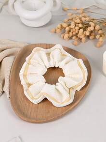 4-Piece Ribbed Fabric Scrunchie Set - Soft Muted Colors With Contrast Trim, Minimalist Hair Ties For Everyday Wear Scrunchy Hair Ties Ponytail Holders - Multicolor - View 10